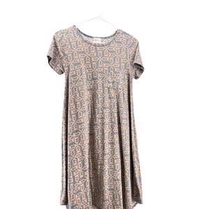 LulaRoe Blue & Orange Printed Short Sleeve Midi Dress Women's Size XS